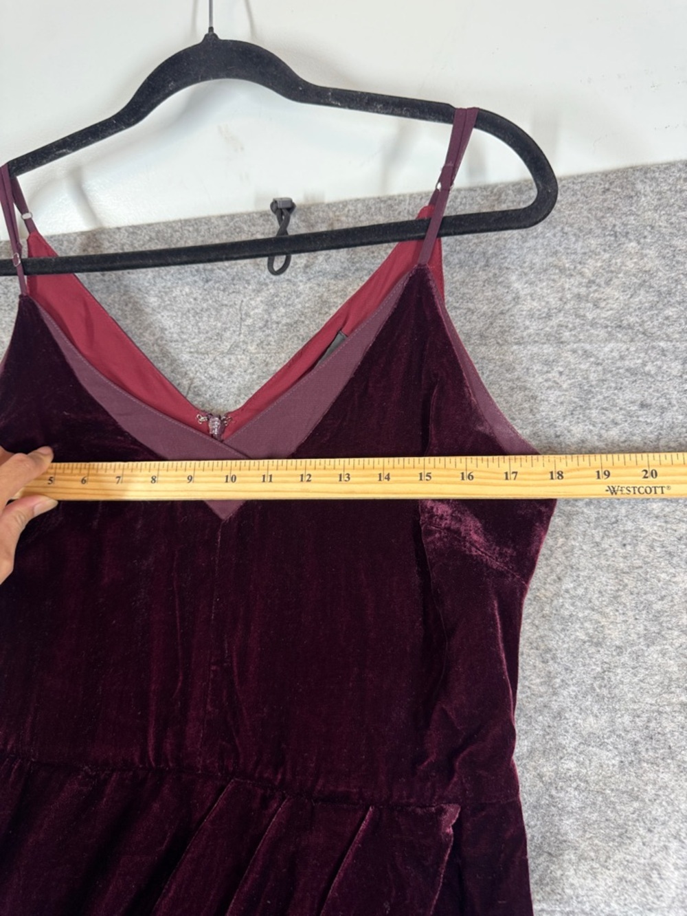 Adenlyn Rae Velvet Midi Slip Dress Burgundy Size M V Neck Party Whimsigoth Chic - Picture 7 of 13